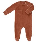 Pyjama en velours bio copper (naissance : 50 cm)