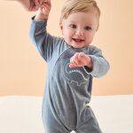Pyjama en velours dino aqua (d�s la naissance)