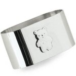 Rond de serviette lien ourson personnalisable (mtal argent)