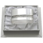 Rond de serviette lien perles personnalisable (m�tal argent�) dans son coffret