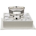 Rond de serviette perles tress�es personnalisable (m�tal argent�) dans son coffret