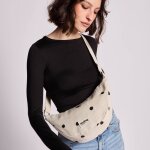 Sac banane andrea pois ecru