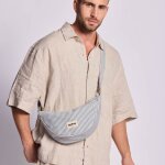 Sac banane andrea rayures fines bleu