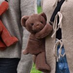 Sac bandouli�re doudou ours marron glac� (30 cm)
