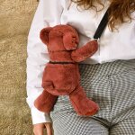 Sac bandouli�re doudou ours terracotta (30 cm)