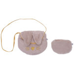 Sac bandouli�re et porte - monnaie lapin fausse fourrure beige et or
