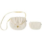 Sac bandoulire avec porte - monnaie lapin fausse fourrure cru et or