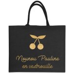 Sac cabas noir pour adulte en toile de jute (personnalisable) Sac cabas noir pour adulte en toile de jute (personnalisable)