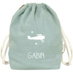 Sac � dos � ficelles vert amande (personnalisable)