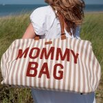 Sac � langer mommy bag rayures nude - terracotta