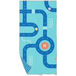 Serviette de plage 2 en 1 circuit bleu (140 x 70 cm)