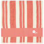 Serviette de plage ray�e tangerine personnalisable (70 x 140 cm)