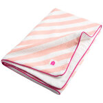 Serviette de plage � rayures roses pop (90 x 90 cm)