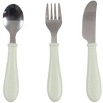 Set de 3 couverts inox vert de gris