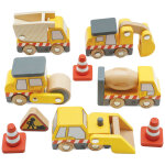 Set de 5 v�hicules de chantier en bois fsc