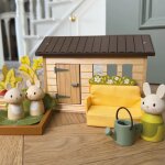 Set de jardin avec lapins et potager en bois