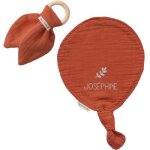 Set de naissance doudou et anneau de dentition terracotta (personnalisable)