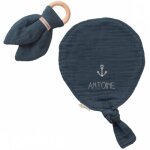 Set de naissance doudou ballon et anneau de dentition bleu ptrole (personnalisable)