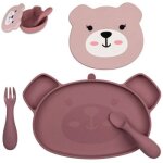 Set repas en silicone ourson rose (4 pices)