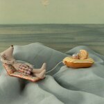 Souris de plage sur son matelas papa fleurs