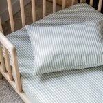 Taie d'oreiller en percale de coton ray� bleu ardoise (40 x 60 cm)