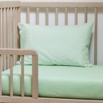 Taie d'oreiller percale de coton vichy vert aqua (40 x 60 cm)