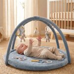 Tapis d'�veil avec arches raku, lino et pico bleu