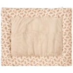 Tapis de jeu r�versible et fond de parc fleurs et fausse fourrure beige (75x95 cm)