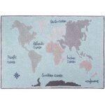 Tapis lavable carte du monde (140 x 200 cm)