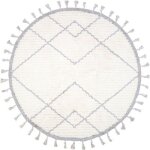 Tapis lavable rond cme cru et gris (120 cm)