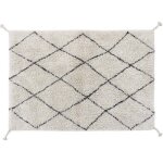 Tapis rectangulaire lavable en coton naturel mini bereber noir (70 x 100 cm)
