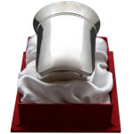 Timbale perles b en m�tal argent� dans son coffret (personnalisable)