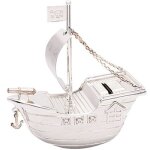 Tirelire bateau de pirates personnalisable (métal argenté) Tirelire bateau de pirates personnalisable (métal argenté)