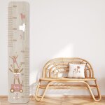 Toise en bois lapin doudou rose