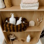 Trousse de toilette vic ray�e cumin - noir