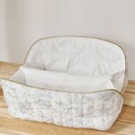 Trousse zipp�e toile de jouy gris clair (24 cm)