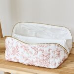 Trousse zipp�e toile de jouy rose th� (24 cm)