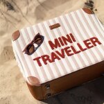 Valise enfant mini traveller rayures nude - terracotta