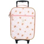 Valise  roulettes enfant coeurs rose et caramel