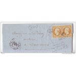 013. lac n13 - bistre orange - cachet boite rurale brehemont cachet a date d'azay le rideau - 1856
