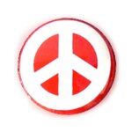 1x badge peace and love blanc / fond rouge paix amour rock punk pop pins button �25mm