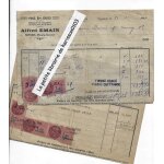 2 factures 1940 et 1945 alfred emain, vins en gros, specialite de roussette, vins blancs du pays, seyssel ...