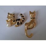2 pins bijoux chats - cats dor�s
