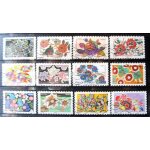 2025. s�rie compl�te adh2576 a adh2587: fleurs brod�es.