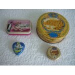 4 anciennes boites m�tal publicitaire: 2 pralines de montargis mazet - caffarel prochet - pesci amore ...