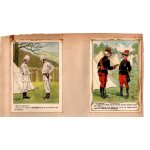 4 cartes : alcool de menthe ricqles, coll�es (resto - verso) sur page d'album d�coup�