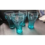 4 verres coca cola mc do turquoise vintage 1980