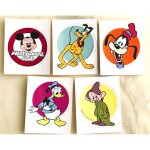 5 stickers autocolants disney mickey donald simplet pluto dingo