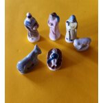 6 fèves crèche santons noël faïence brillante sur socles: petit jésus dans son panier en paille , marie ... 6 fèves crèche santons noël faïence brillante sur socles: petit jésus dans son panier en paille , marie ...