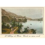 Abbaye de hautecombe (savoie) sur le lac du bourget pr�s d'aix - les - bains - lithographie du 19�me ...